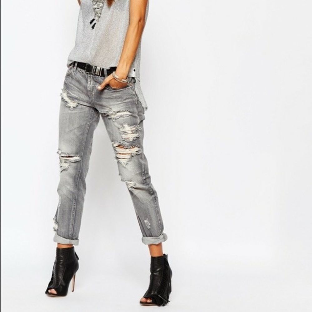 One Teaspoon Grey Black Awesome Baggies Size 25